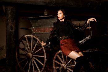 Laura On The Old Horse Carriage 1